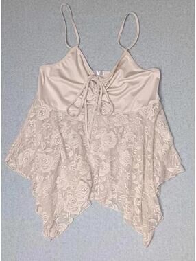 Avidlove Lace Babydoll Camisole Womens Size Large Beige Asymmetrical Hemline...